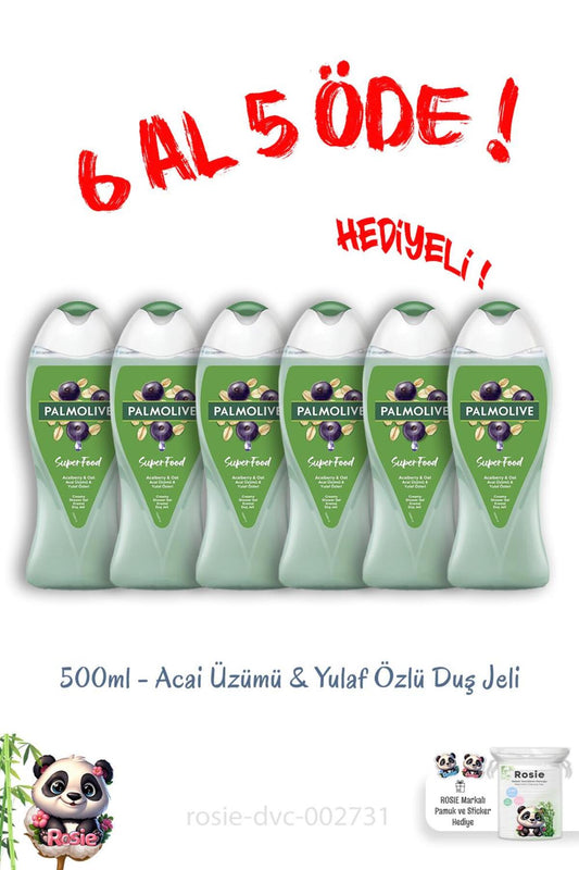 Duş Jeli Superfood Acai Üzümü & Yulaf 500 ml 6 Al 5 Öde ve Rosie