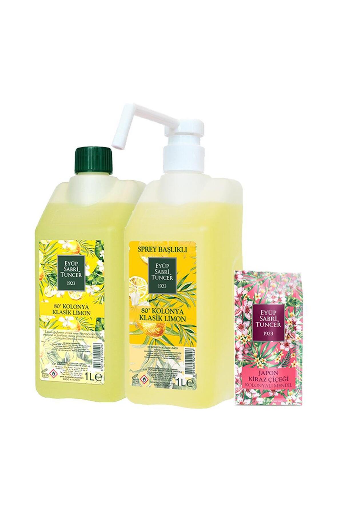 Klasik Limon Kolonyası Yedek ve Sprey Şişe 1 lt, Japon Kiraz Çiçeği Kolonyalı Mend