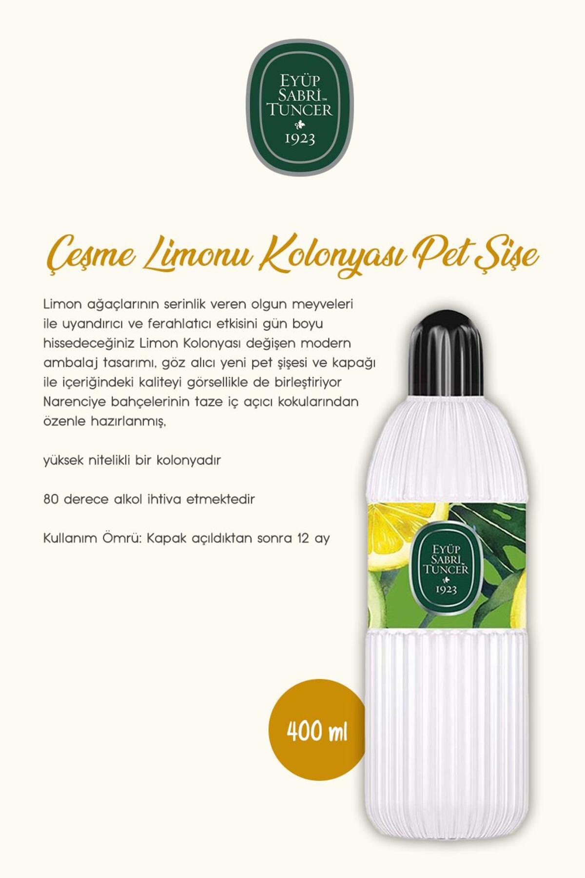 Kolonya Cam Şişe 400 ml ve Pet Şişe 400 ml Çeşme Limonu ve Rosie Hediye