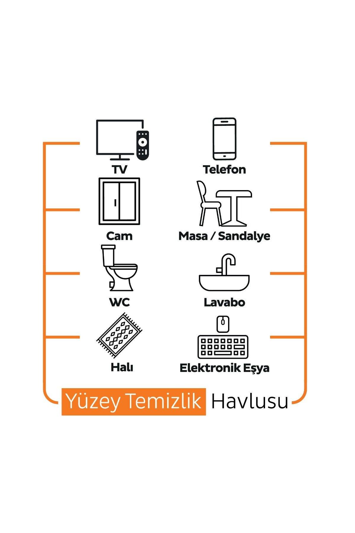 Meyve Serisi Yüzey Temizlik Havlusu Mendili Portakal 100 Yaprak