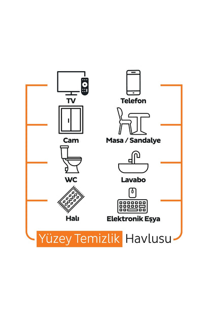 Meyve Serisi Yüzey Temizlik Havlusu Mendili Portakal 100 Yaprak