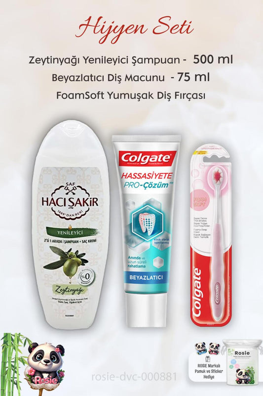 Hassasiyete Pro Çözüm 75 ml, FoamSoft Diş Fırçası, H. Şakir Zeytinyağlı Şampuan 500 ml