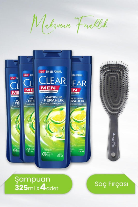 Men Kepeğe Karşı Şampuan Maksimum Ferahlık 350 ML x 4 Adet ve Nascita Üç Boyutlu Saç Fırçası K