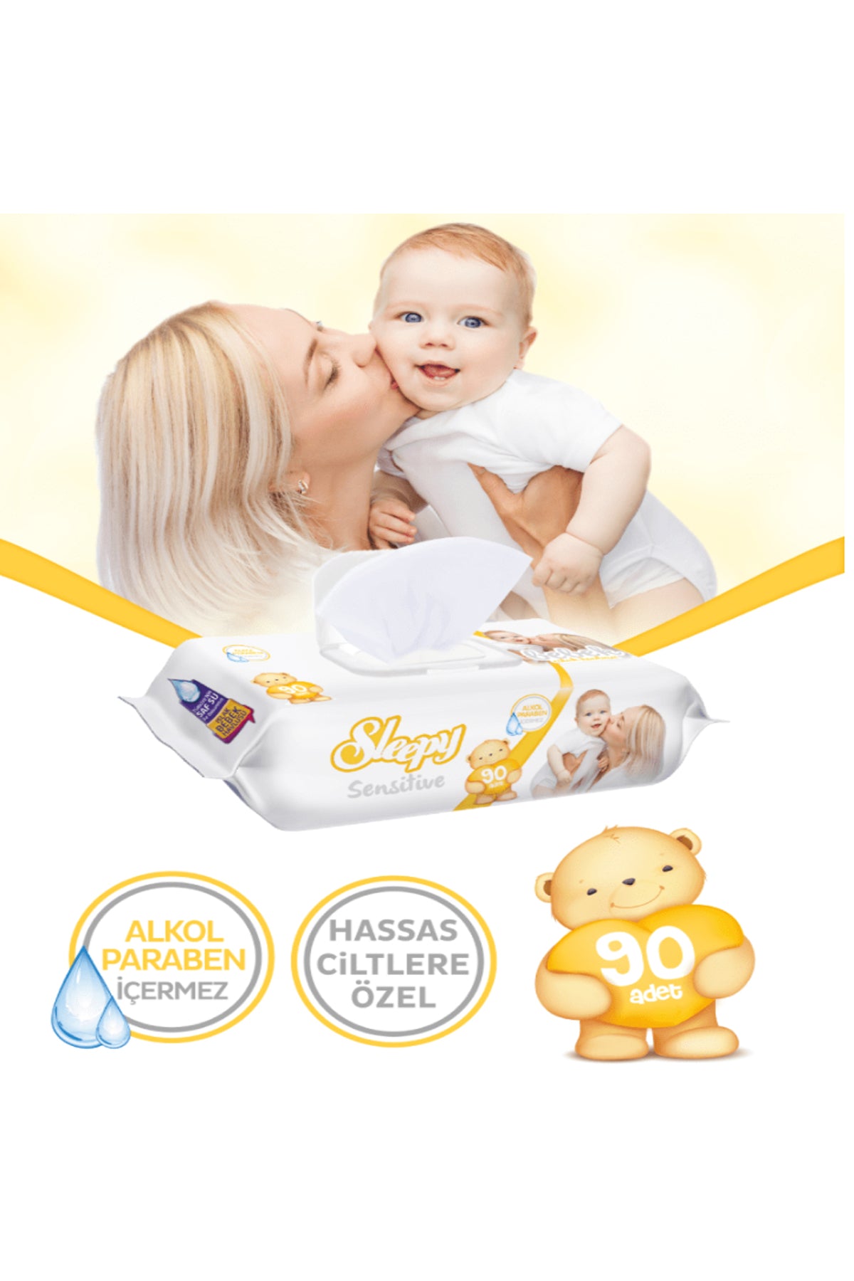 Sensitive 90 Yaprak 12 Li Paket Islak Mendil
