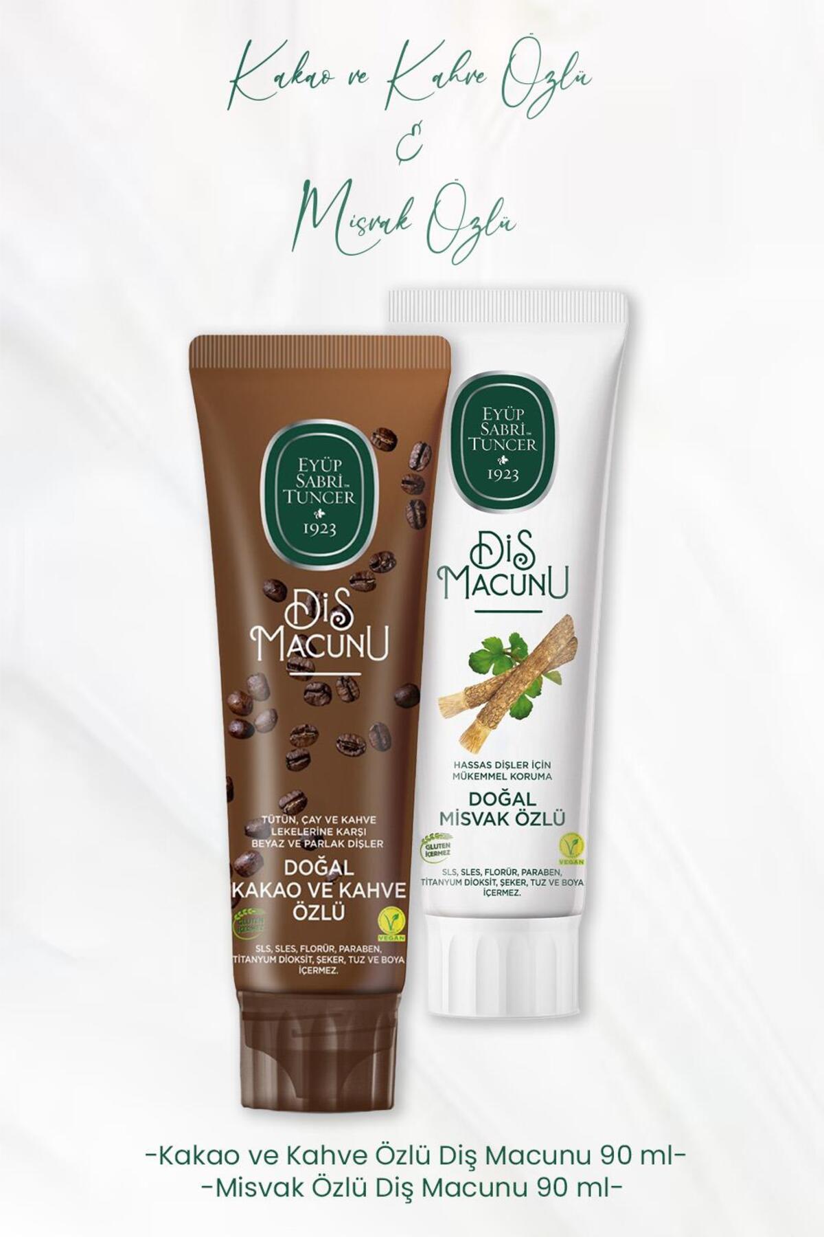 Diş Macunu Kakao ve Kahve Özlü 90 ml ve Misvak Özlü 90 ml
