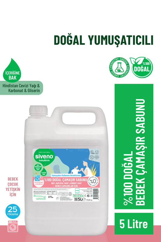 %100 Doğal Bebek Çamaşır Sabunu Kendinden Yumuşatıcılı Bitkisel Deterjan Vegan 5000 ml