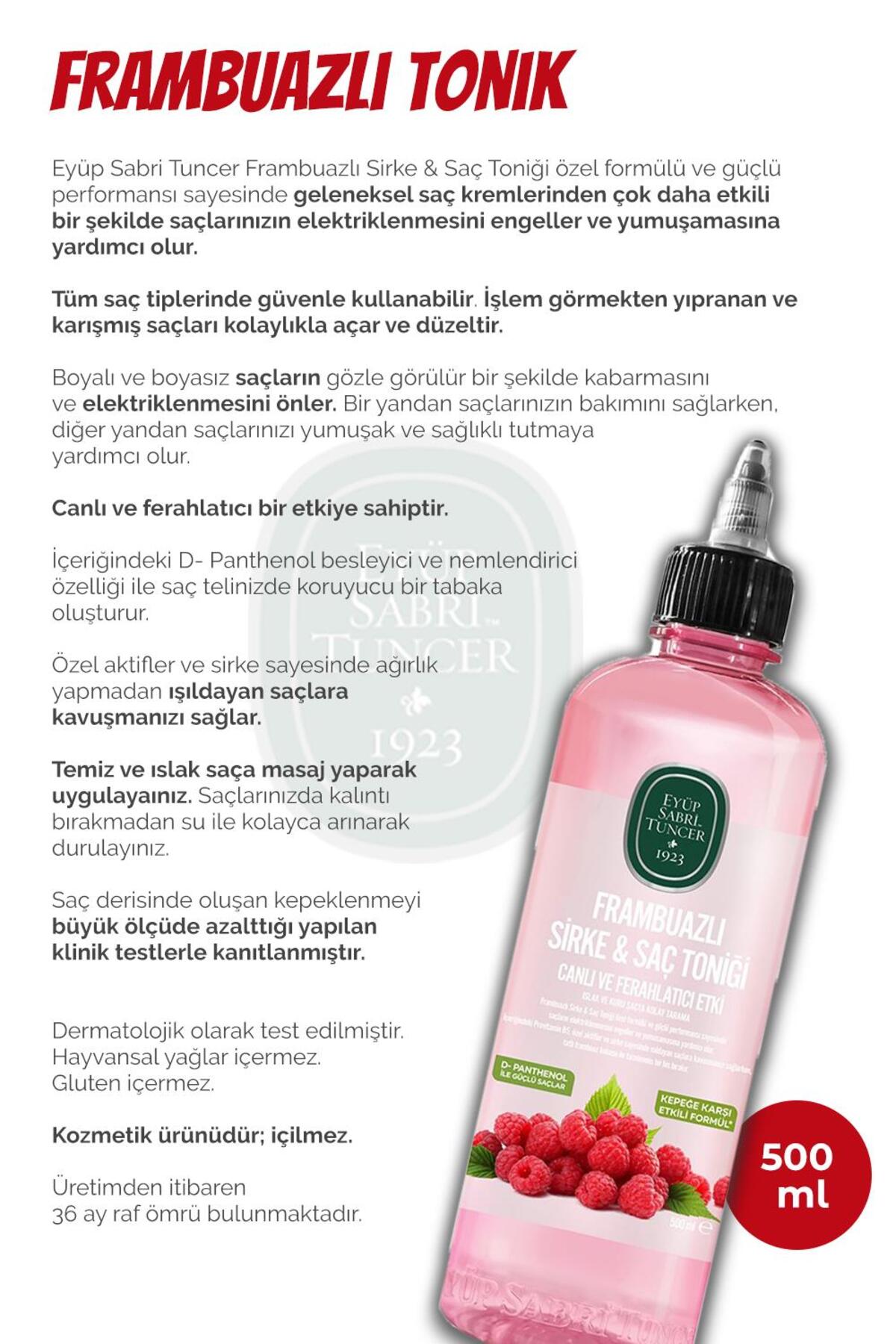 Frambuazlı Saç Maskesi 250 ml, Şampuan 500 ml, Saç Toniği 500 ml ve ROSIE