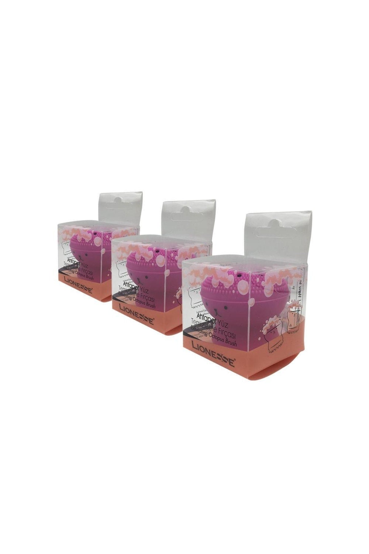 Lionesse Ahtapot Yüz Temizleme Fırçası - Koyu Pembe X 3
