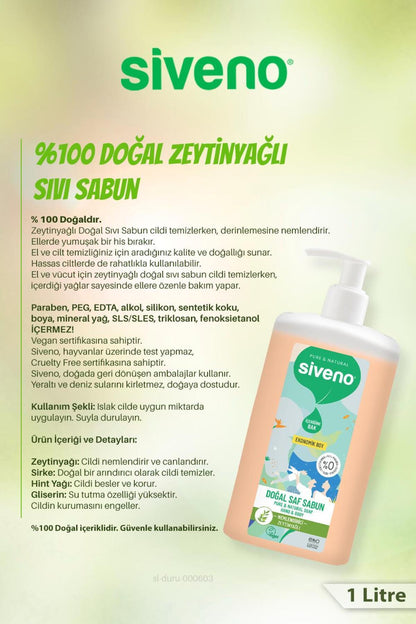 %100 Doğal Saf Sıvı Sabun Zeytinyağlı 24 Al 22 Öde 1 Lt Ve 50 gr Pamuk