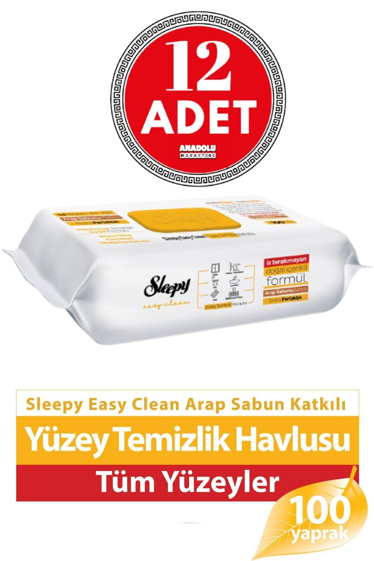 Easy Clean Arap Sabunu Katkılı Yüzey Temizlik Havlusu 100' Lü X 12 Adet