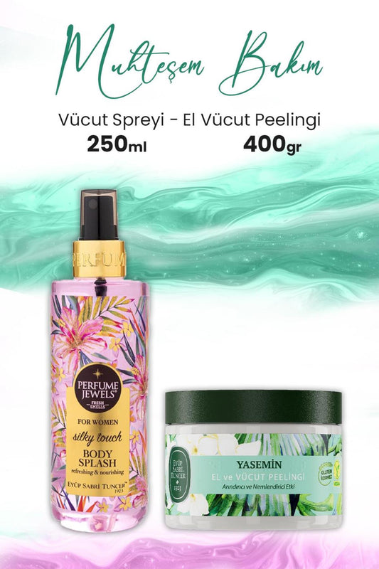 Vücut Peeling Yasemin 400 gr ve Pj Body Splash Silky Touch 250 ml