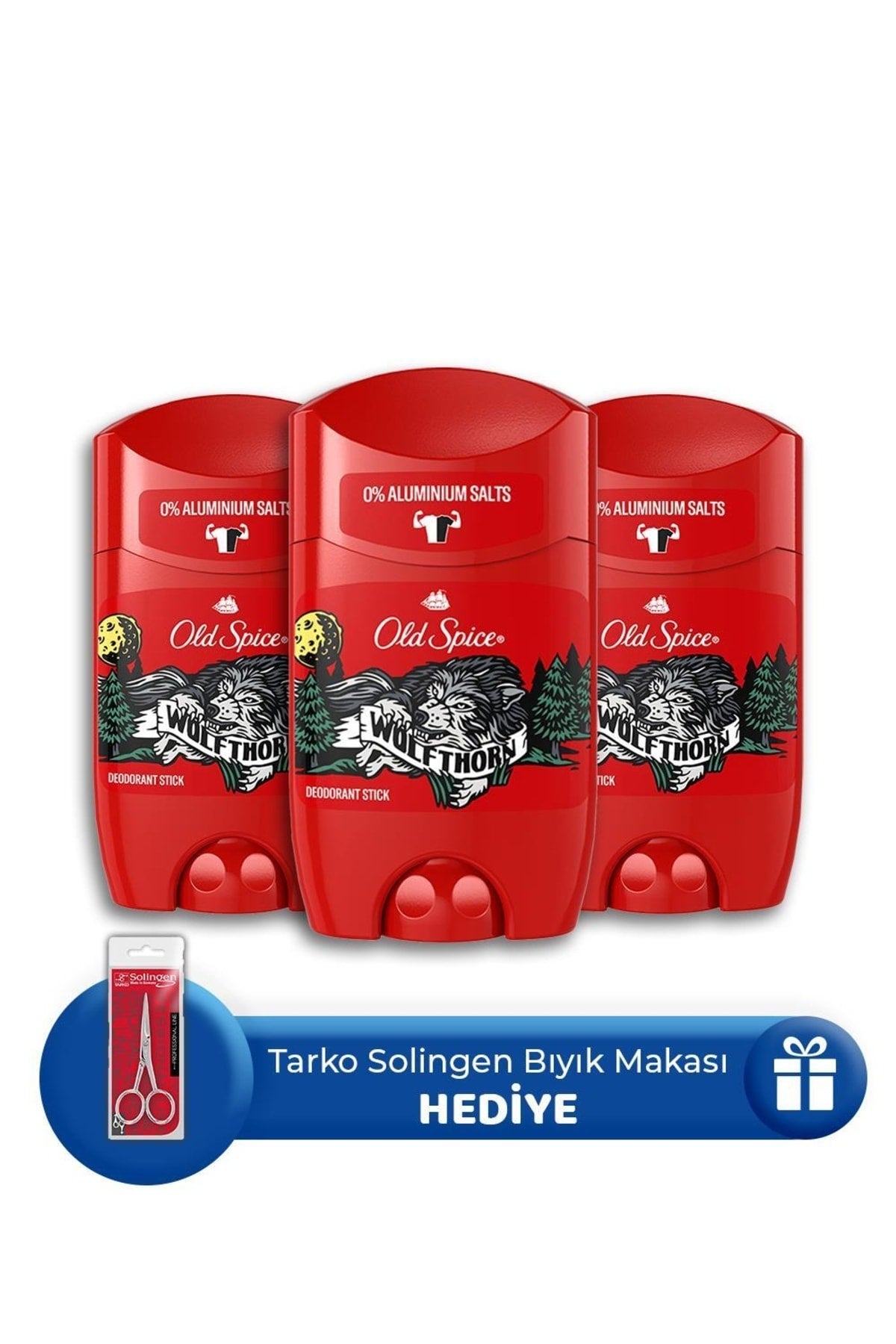 Wolfthorn Deodorant Stick 50 Ml - 3 Adet, Bıyık Makası Hediye