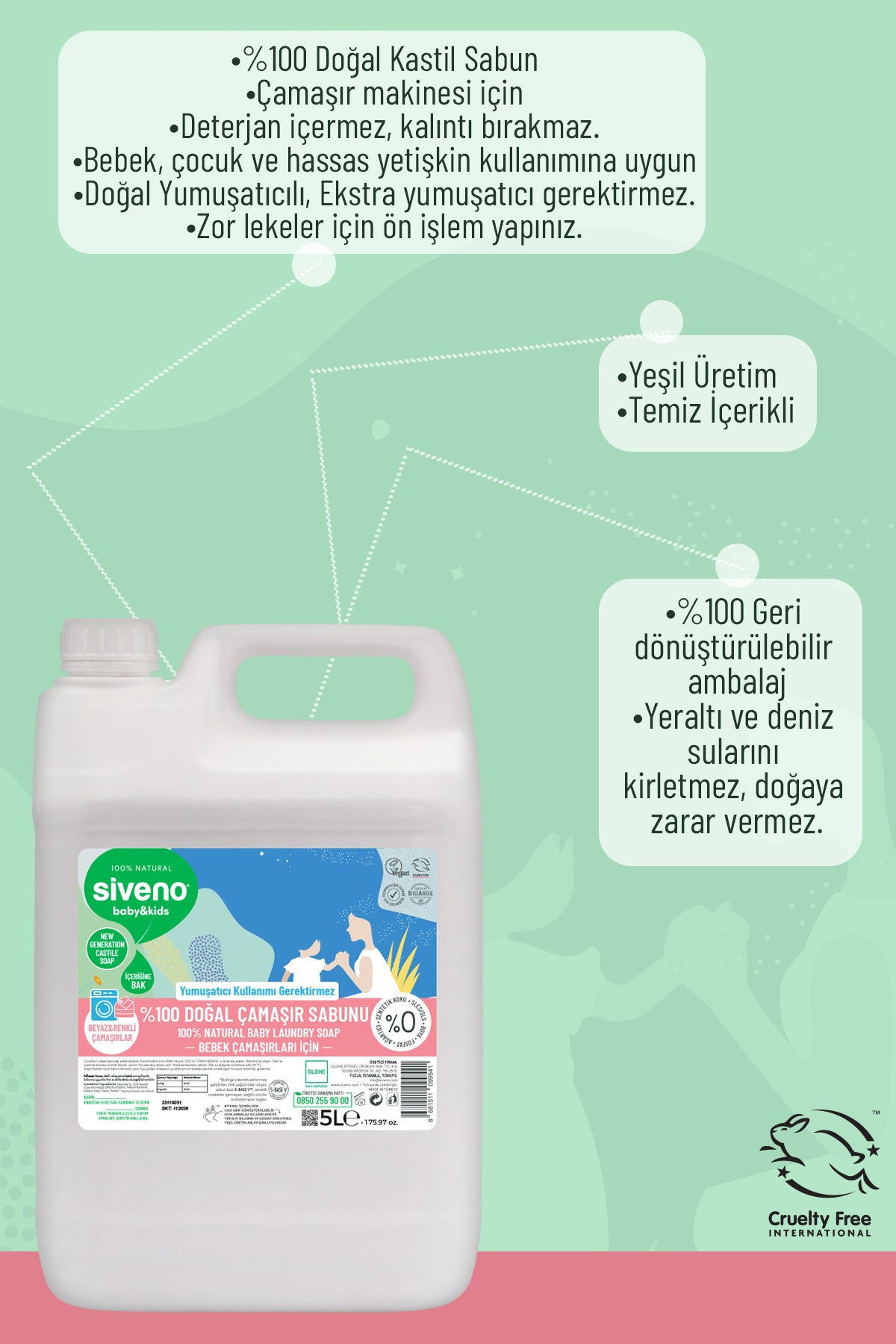 %100 Doğal Bebek Çamaşır Sabunu Kendinden Yumuşatıcılı Bitkisel Deterjan Vegan 5000 ml