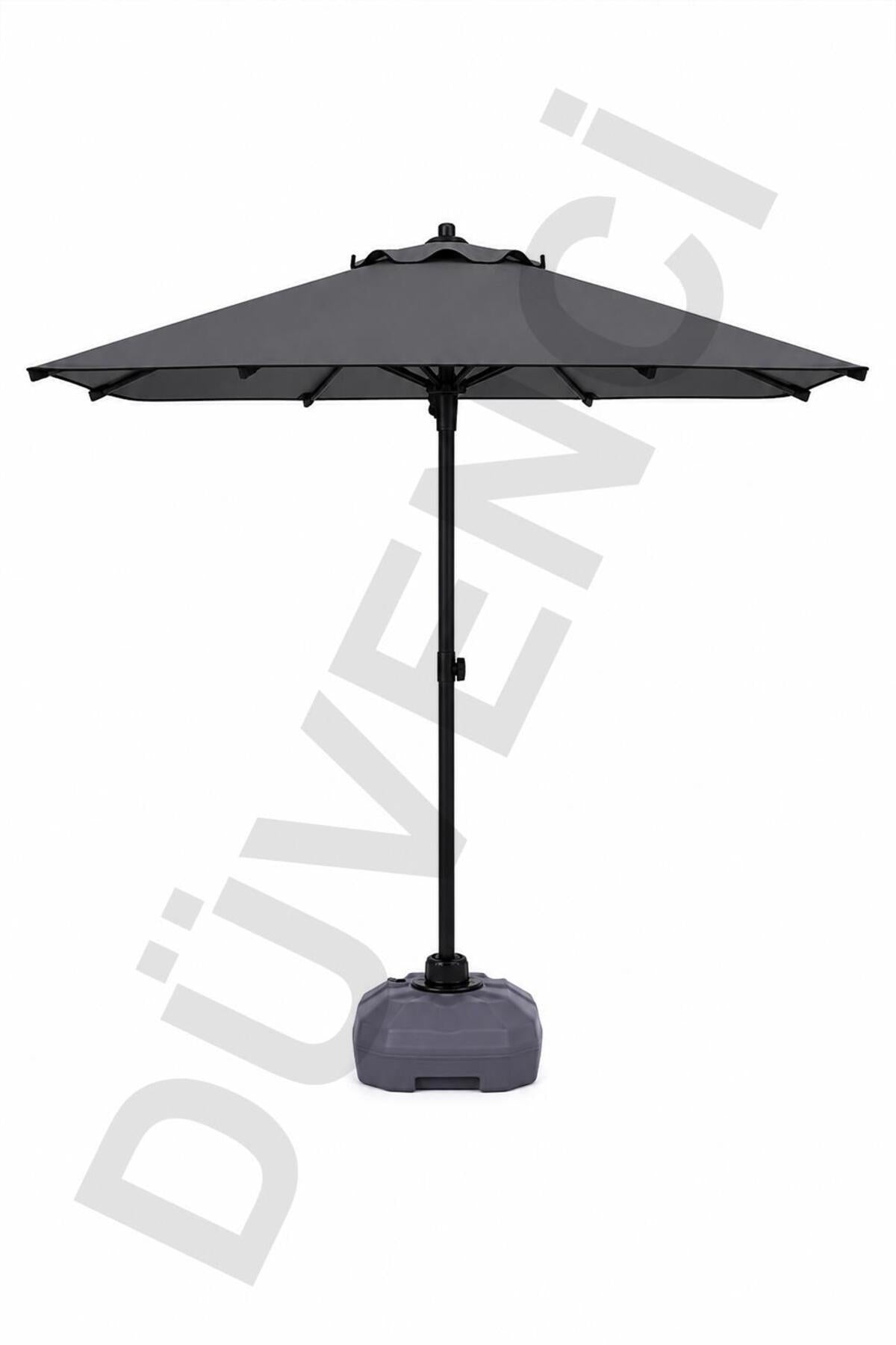 Alubrella Antrasit Kare Güneş Şemsiyesi, 210x210 / 8 Telli, BİDONLU