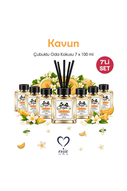Kavun 7'li Çubuklu Oda Kokusu Seti 7 x 100 ml – Tatlı ve Ferah Meyvemsi Koku