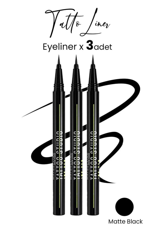 Maybelline Tattoo Liner Ink Pen Eyeliner - Matte Black x 3 Adet