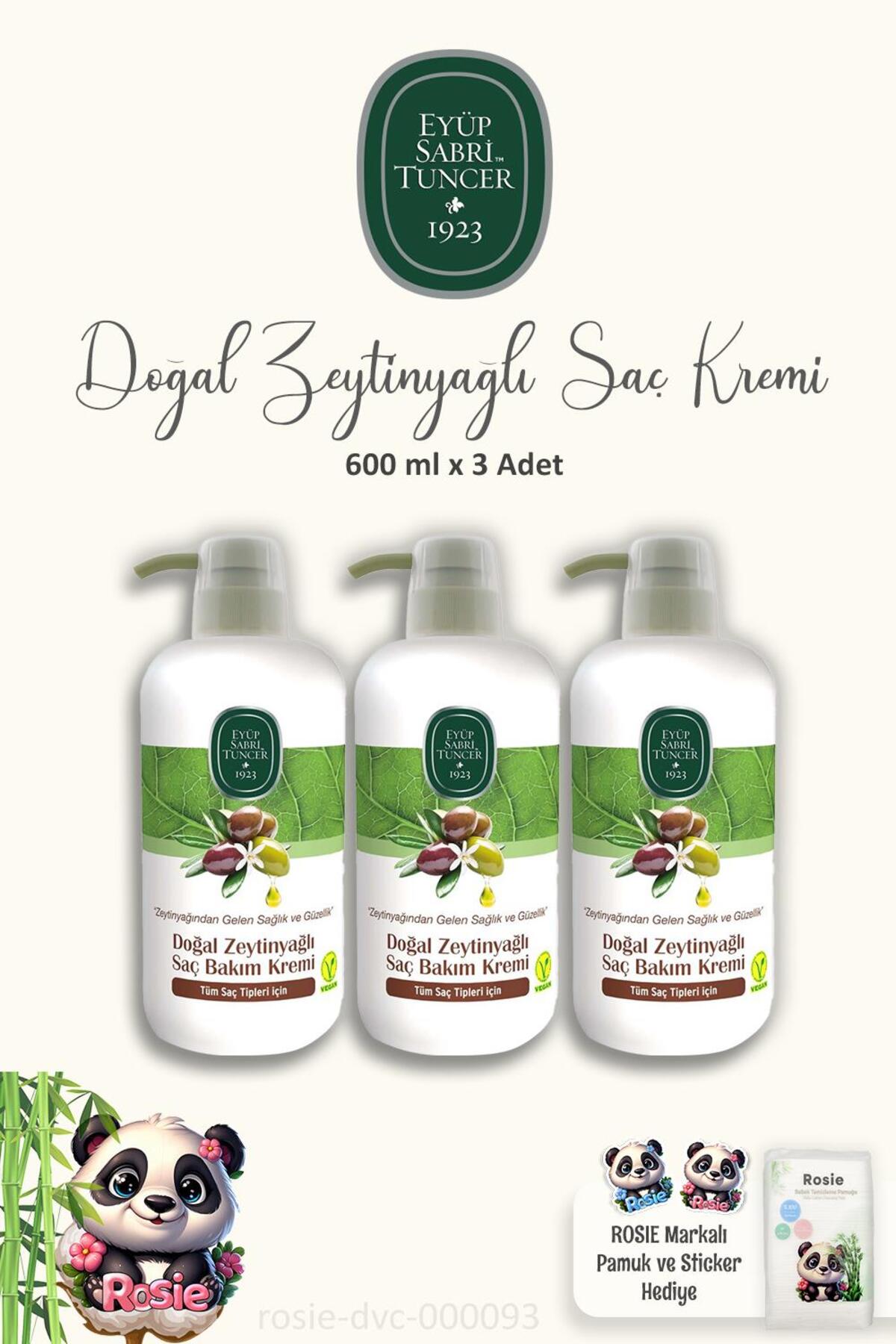 3'lü Doğal Zeytinyağlı Saç Kremi 600 ml ve ROSIE