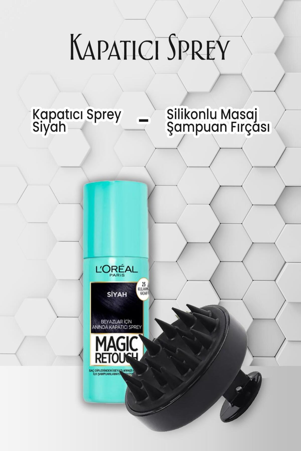 Loreal Paris Kapatıcı Sprey Siyah 75 ml Ve Masaj Şampuan Fırçası Siyah