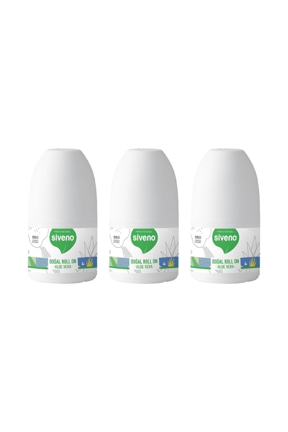 %100 Doğal Roll-On Aloe Vera Deodorant Ter Kokusu Önleyici Bitkisel Lekesiz Vegan 50 ml X 3 Adet