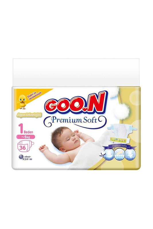 Goon Bebek Bezi Premium Soft Yenidoğan 1 Beden Ekonomik Paket 36 Adet