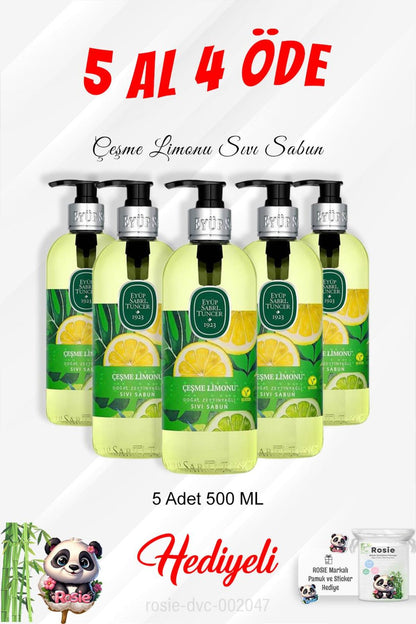 Çeşme Limonu Sıvı Sabun 500 ML 5 Al 4 Öde ve Rosie Pamuk