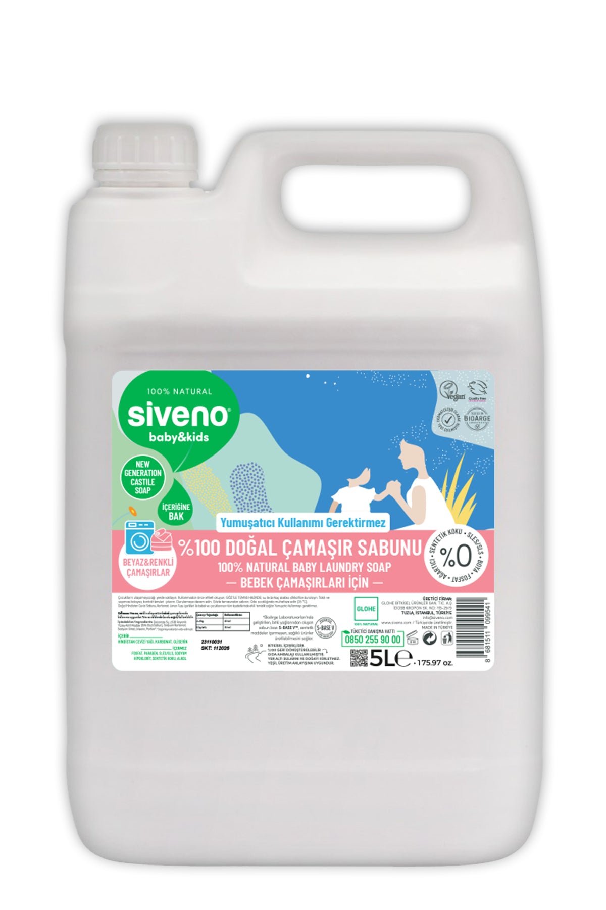 %100 Doğal Bebek Çamaşır Sabunu Kendinden Yumuşatıcılı Bitkisel Deterjan Vegan 5000 ml