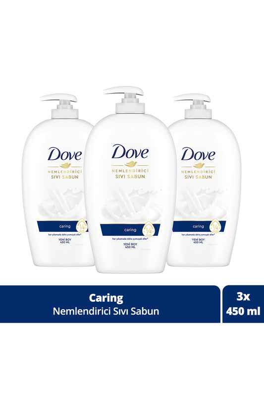 Nemlendirici Sıvı Sabun Caring 1/4 Nemlendirici Krem Etkili 450 ml x3 Adet