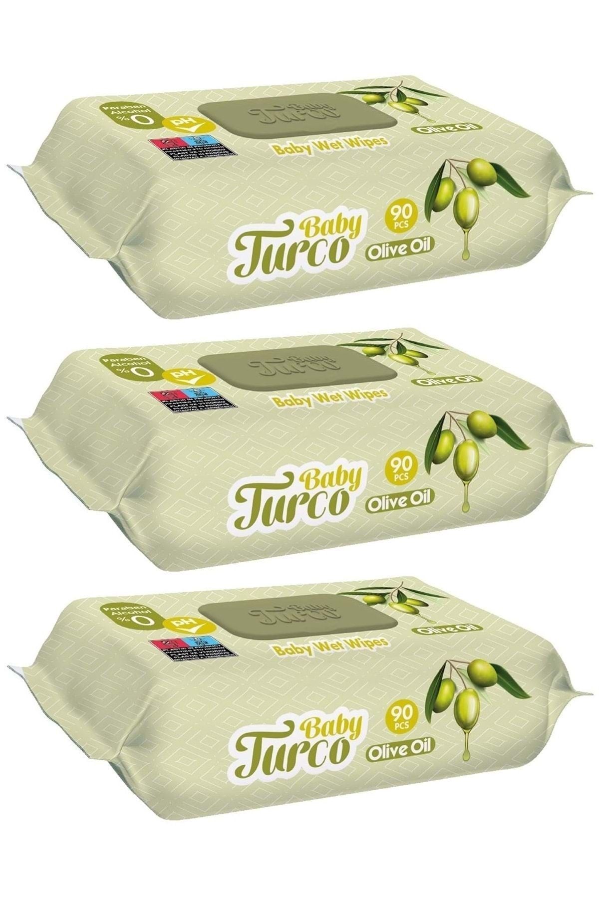 Islak Havlu Mendil 90 Yaprak Zeytinyağlı 3 Lü Set 270 Yaprak