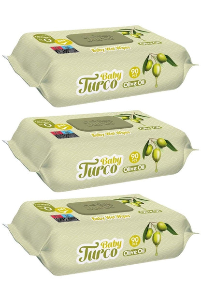 Islak Havlu Mendil 90 Yaprak Zeytinyağlı 3 Lü Set 270 Yaprak