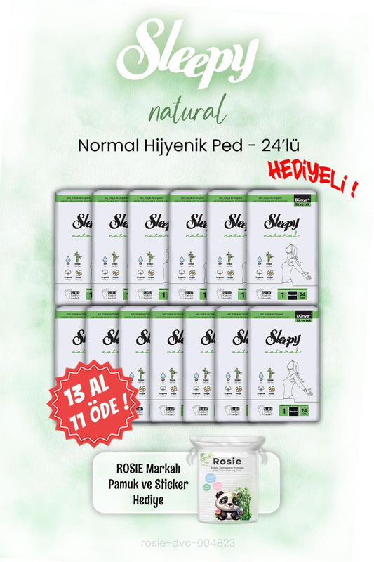 13 AL 11 ÖDE Hijyenik Ped 24'lü Natural Normal ve ROSIE