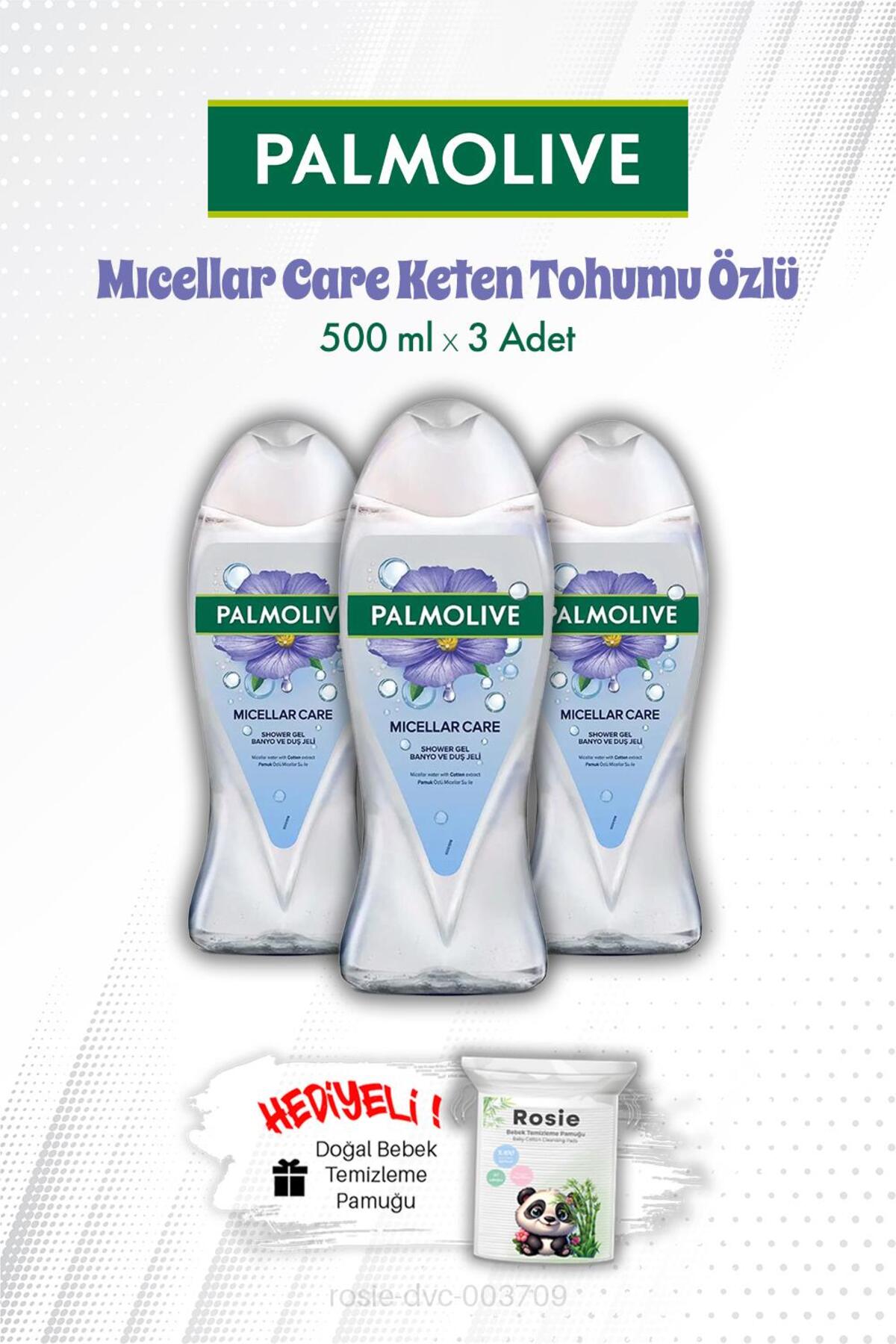 4 Adet 500 ML Palmolive Mıcellar Care Keten Tohumu Özlü Duş Jeli ve ROSIE