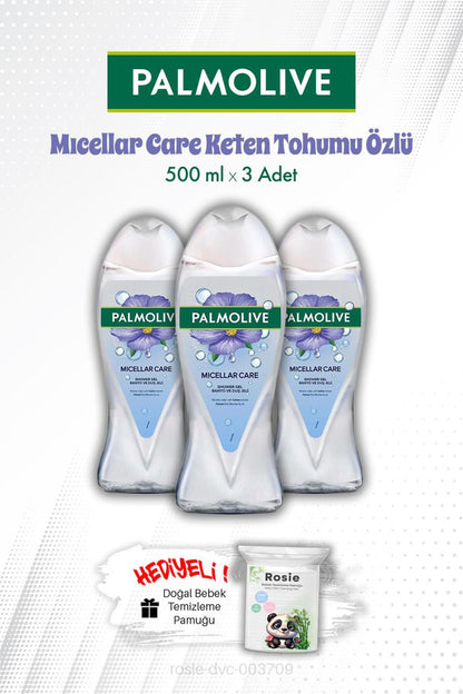 4 Adet 500 ML Palmolive Mıcellar Care Keten Tohumu Özlü Duş Jeli ve ROSIE