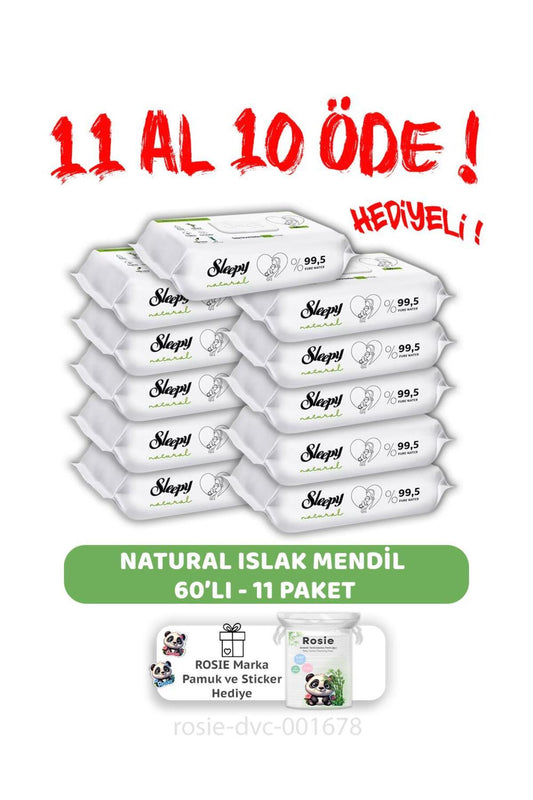 11 AL 10 ÖDE Natural Yenidoğan Islak Bebek Havlusu 60'lı ve ROSIE