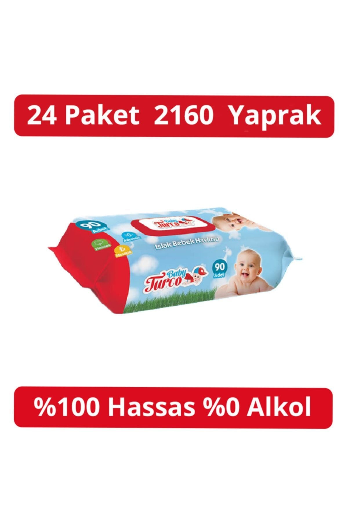 Islak Havlu Kapaklı 90'lı 24 Adet 2160 Yaprak