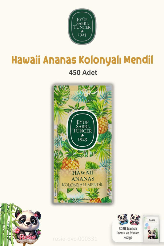 3 Paket Hawaii Ananas Kolonyalı Mendil 150'li ve ROSIE