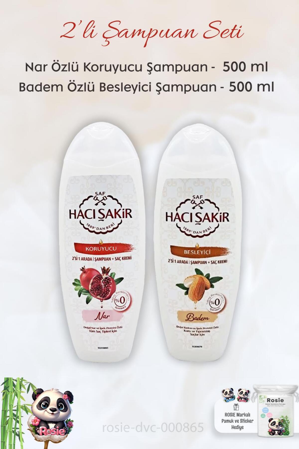 Nar 2si 1 Arada Şampuan 500 ml, Bademli Şampuan 500 ml ve ROSIE