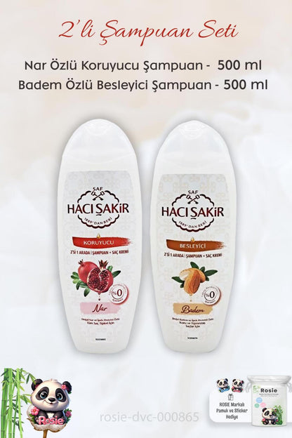 Nar 2si 1 Arada Şampuan 500 ml, Bademli Şampuan 500 ml ve ROSIE