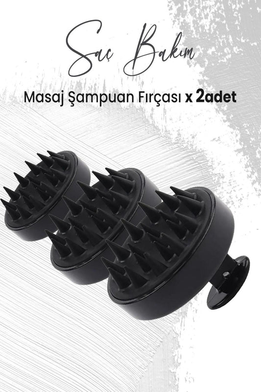 Yumuşak Silikonlu Masaj Şampuan Fırçası Siyah x 3 Adet