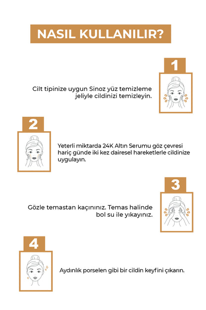 24K Altın Parçacıklı Hyalüronik Asit Kolajen içeren Kırışıklık Karşıtı Cilt Bakım Serumu 30 ml
