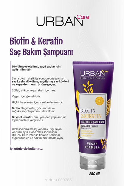 11 AL 10 ÖDE Urban Care Biotin Keratin Şampuan 250 ml, 50 gr Pamuk Hediye