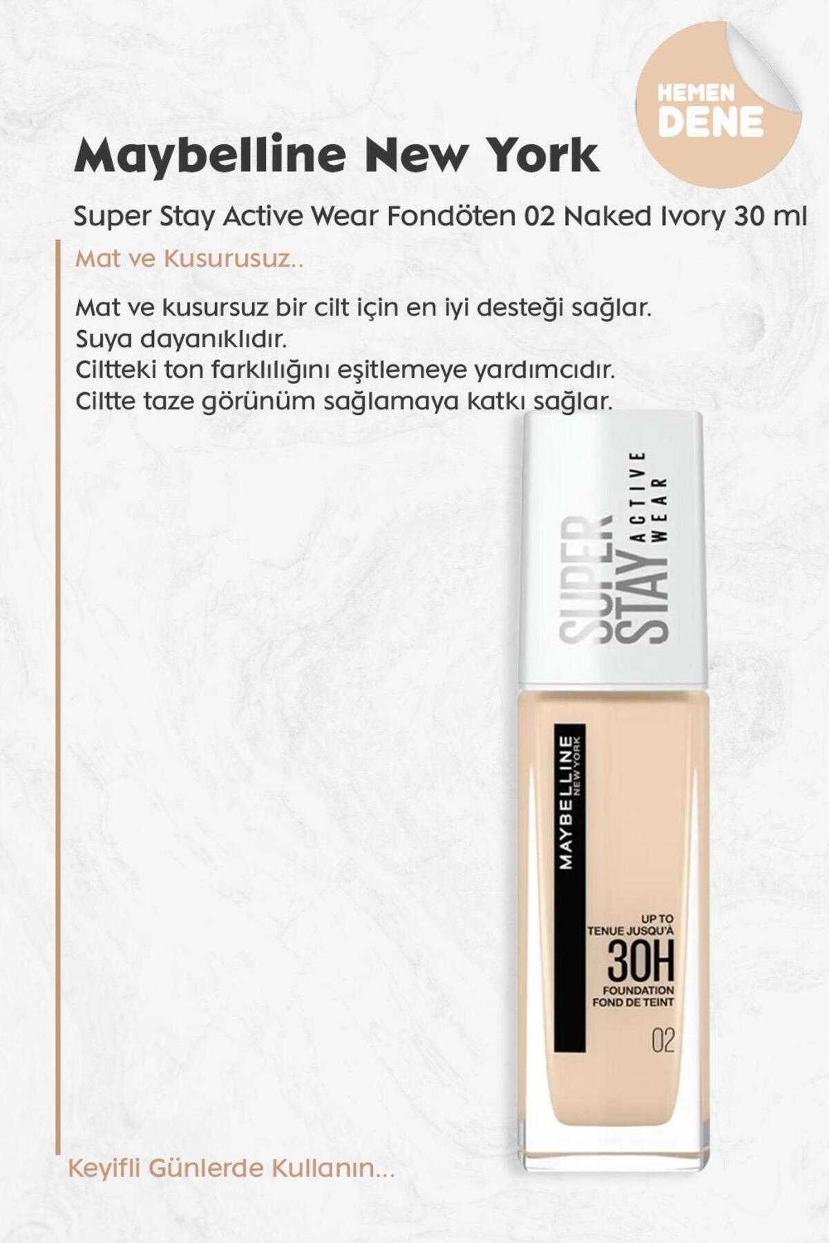 Super Stay Active Wear Fondöten 02 Naked Ivory