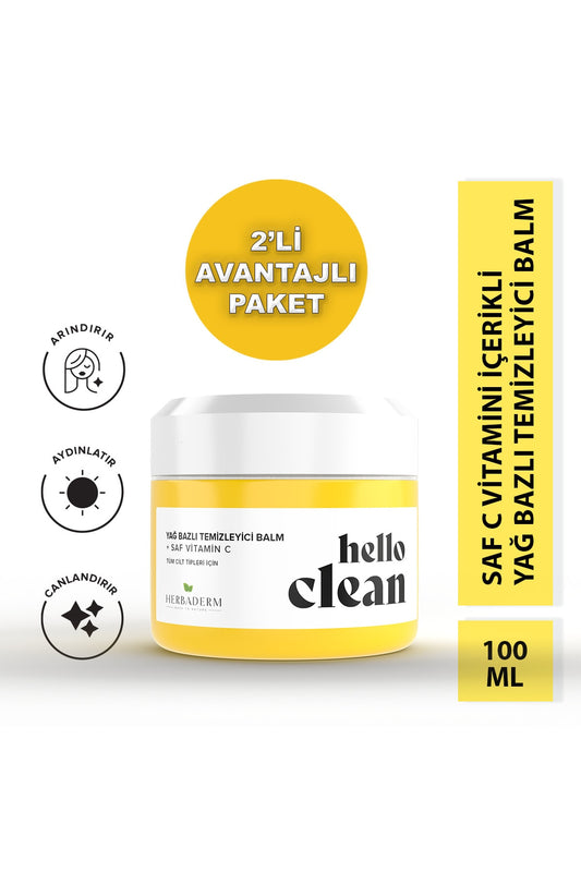 Hello Clean Yağ Bazlı Temizleyici Balm Saf Vitamin C 100 Ml X 2