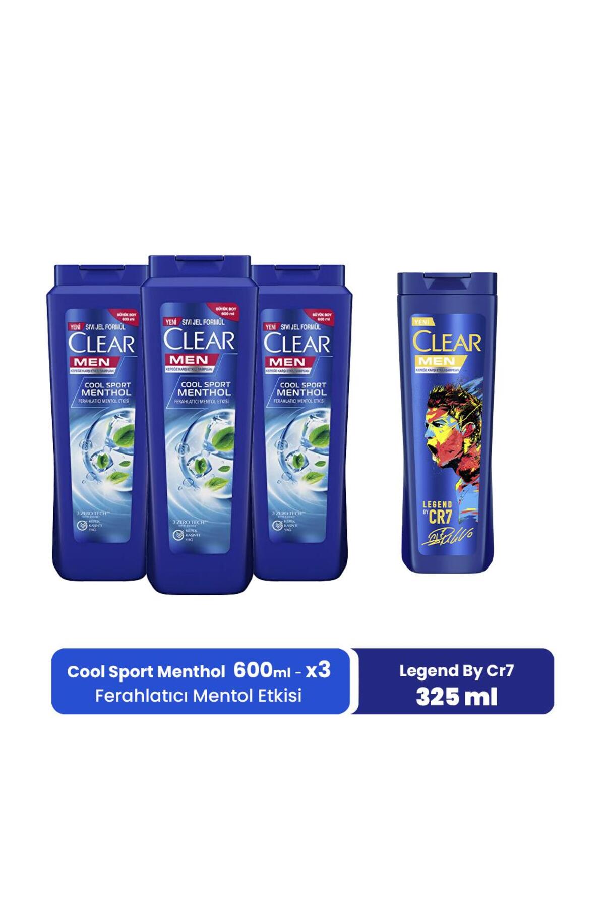Men Şampuan Cool Sport Menthol 600 ml x 3 ve Legend By CR7 325 ml