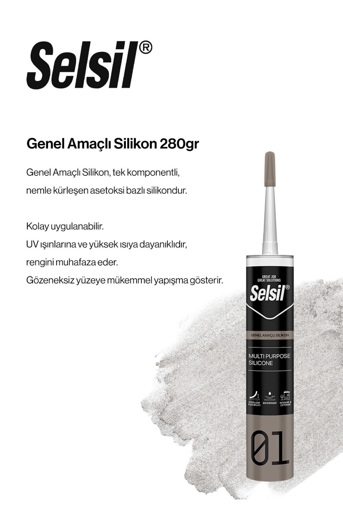 Siyah 3'lü Genel Amaçlı Silikon, ROSIE