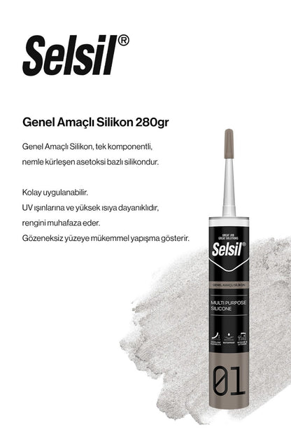 Siyah 3'lü Genel Amaçlı Silikon, ROSIE