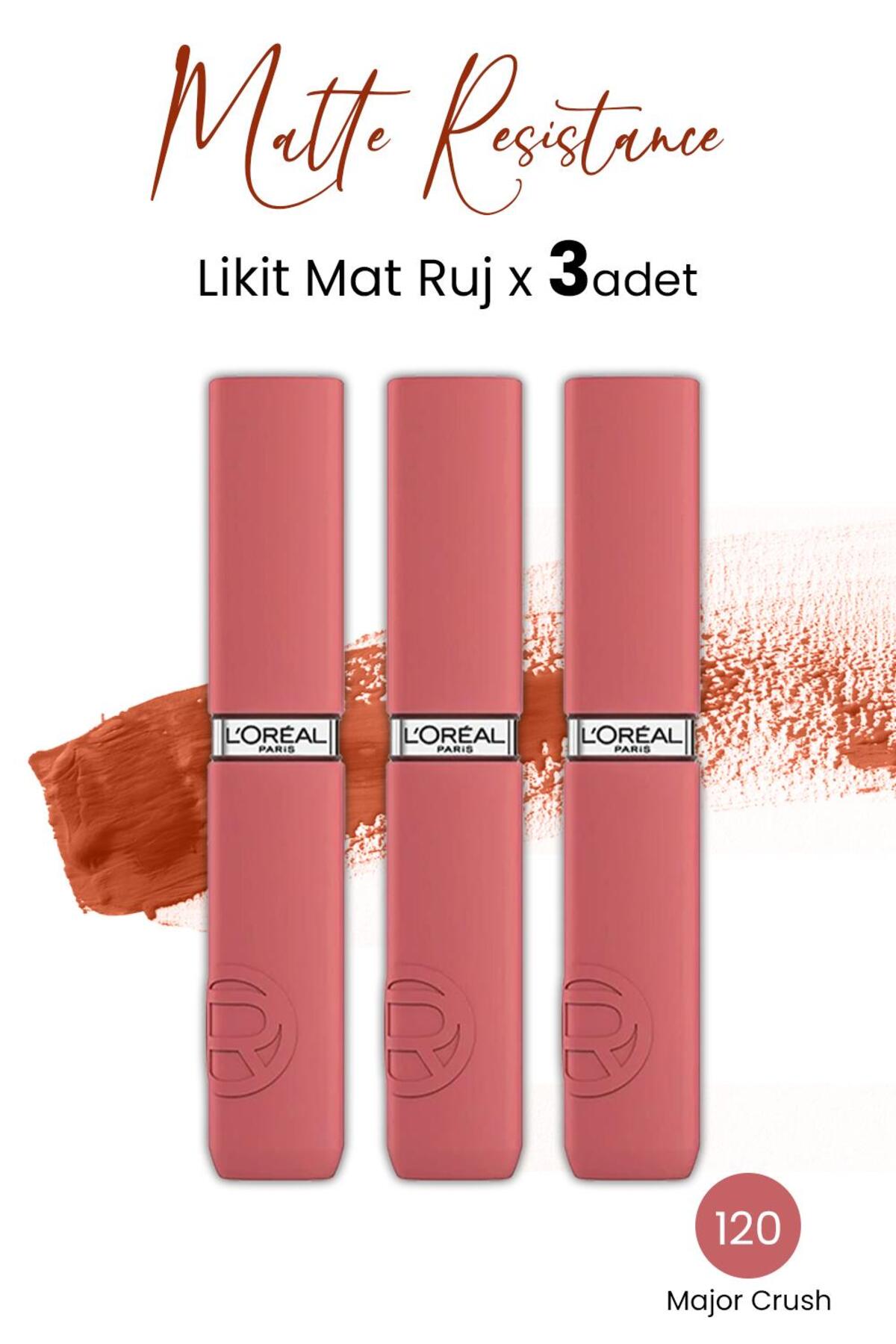 Loreal Paris Infaillible Matte Resistance Likit Mat Ruj - 120 Major Crush x 3 Adet