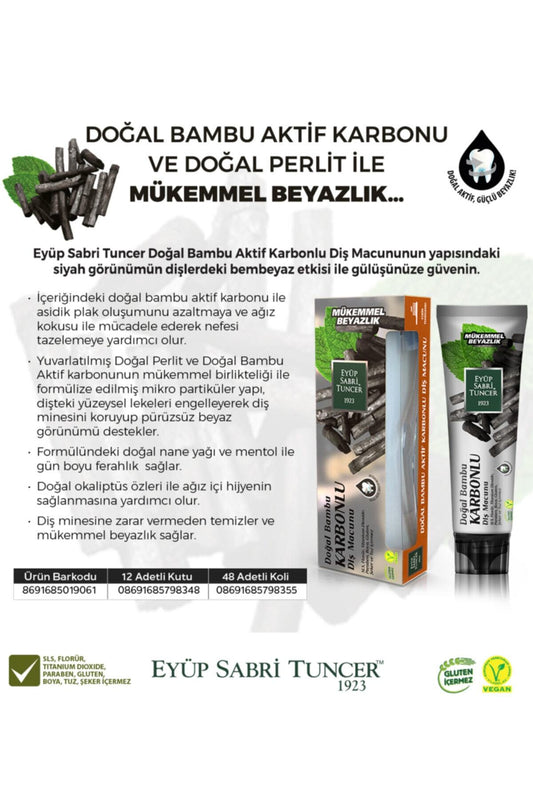 Doğal Bambu Aktif Karbonlu Diş Macunu 75 Ml ( Diş Fırçası Hediyeli )
