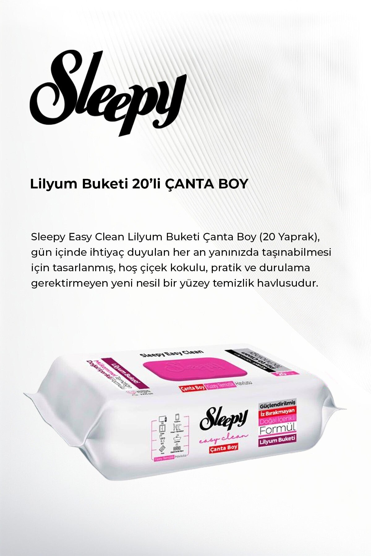 Islak Havlu Lilyum Buketi (7 paket x 20 yaprak) ve ROSIE koku