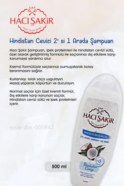 Hindistan Cevizi Şampuan 500 ml, Lavanta Kokulu Banyo Sabunu 4 x 150 gr ve ROSIE