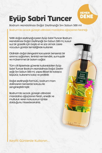 Bodrum Mandalinası Doğal Zeytinyağlı Sıvı Sabun 500 Ml